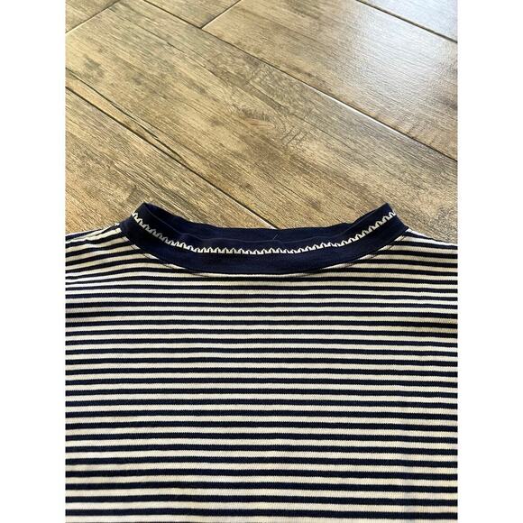 Gap Women's White & Blue Striped Print Long Sleeves Sweatshirt Size Medium - Picture 3 of 4